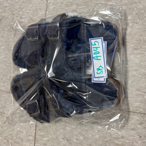 Birkenstock Arizona Shearling Sandals Navy Blue Suede Women’s 39 Fuzzy Cozy - Picture 4 of 16